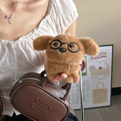 CUTECASE AirpodsPro3ケース メガネ犬ちゃん Airpods4/3 エアポッズプロ2/Pro1カバー ぬいぐるみ ギフトにおすすめCM5692