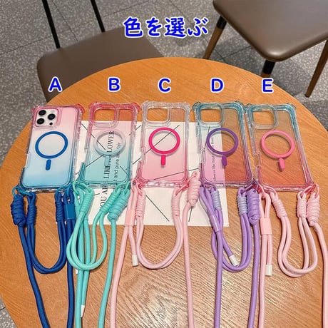 CUTECASEストラップ付耐衝撃 iPhone16pro/16promaxケース Magsafe充電 iPhone15pro/14promax/13カバー 黄ばまない CM5509