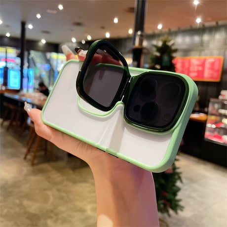 CUTECASEサングラス形ともかくスタンドiPhone15Pro電話ケース C5067