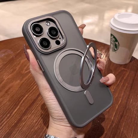 CUTECASE360度回転スタンド iPhone15Pro/15ProMaxケース Magsafe対応 マット iPhone14/13/12proカバー 耐衝撃耐久性 半透明CM3755