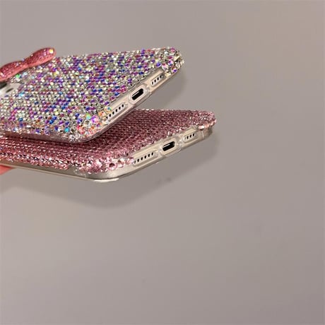 CUTECASEダイヤ iPhone16/16Proケース 可愛すぎるリボンデコ iPhone15Pro/14/13proカバー 華やか キラキラ 高品質 CM4681