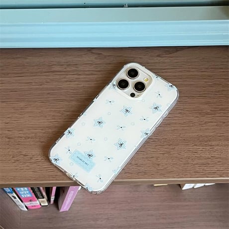 CUTECASEミラーグリップ iPhone16pro/16ケース リボン柄 iphone15pro/14/13promaxカバー 可愛い 淡色CM5485