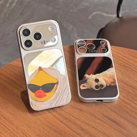CUTECASE 可愛い動物柄ミラーiPhone17Promaxケースカメラ保護カバー iPhone17Pro/16ProMax/15ProMaxケース 光沢感 頑丈 クールCM6384