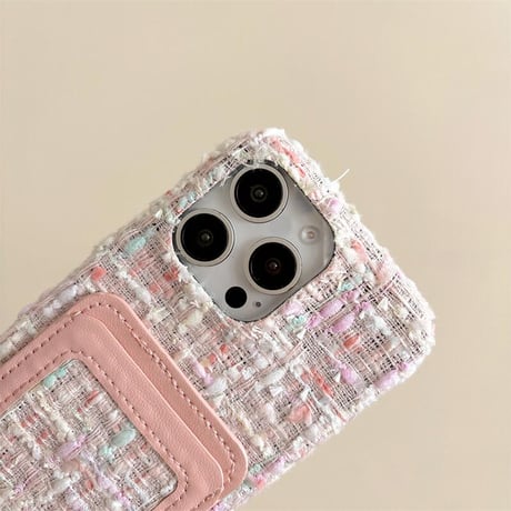 CUTECASEカード収納 ツイード生地 iPhone16Pro/16ケース セレブ愛用 エレガント iPhone15Pro/14/13Promaxカバー 便利 秋冬に流行るCM4854