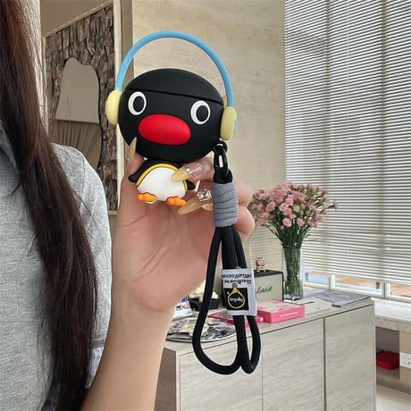CUTECASE ペンギン Airpods4ケース ストラップ付 AirpodsPro2ケース エアーポッズ3/2 頑丈 かわいい ギフトにおすすめCM5621