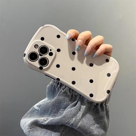CUTECASE水玉模様 iPhone15pro/15カバー グリップ性いい iPhone14/13pro/12promaxケース 可愛い 女子力アップCM4433
