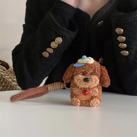 CUTECASE犬ぬいぐるみ Airpods 4ケース モフモフ ストラップ付 Airpods3/2カバー Airpodspro2/pro めっちゃ可愛い ギフトに最適CM5007