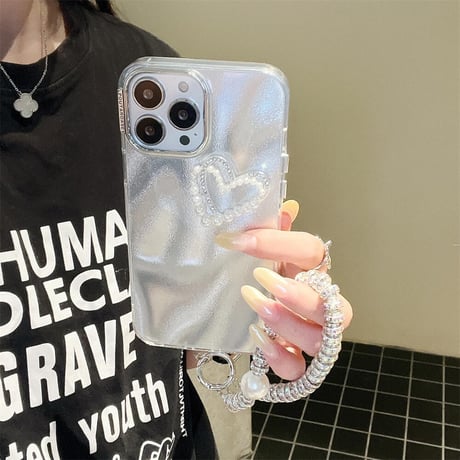 CUTECASE キラキラ iPhone15/16proケース パープストラップ付 アイフォン14プロ/13/12カバー 綺麗 女子力アップ CM4567