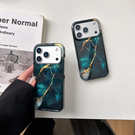 CUTECASE 大理石調 iphone17Pro/17promaxケース グリーン アイフォン17/16promax/15proカバー おしゃれさんにおすすめCM5797