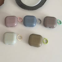 CUTECASEストライプ柄 AirpodsPro3ケース オシャレ Airpods4カバー AirpodsPro2/Pro1カバー リング付き オシャレさんにおすすめCM6242