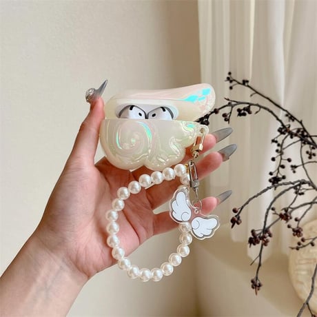 CUTECASE翼 Airpods4ケース キラキラ パールストラップ付 エアポッズ3/2ケース AirpodsPro2/1カバー 光る 可愛いギフトCM5444