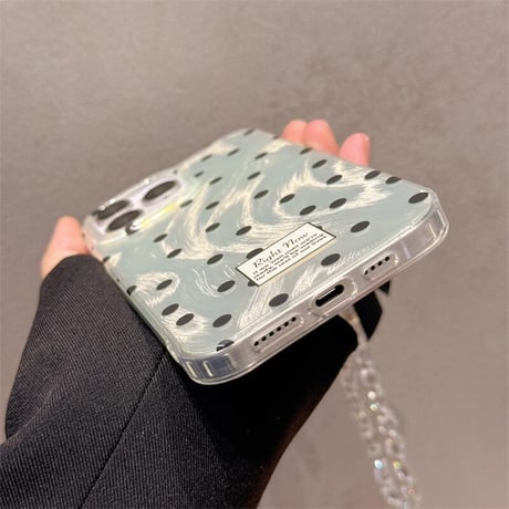 CUTECASE水玉模様 iPhone15/15proケース リボンストラップ付 iPhone14/13pro/12proカバー かわいい キラキラ 女子力UP CM4004