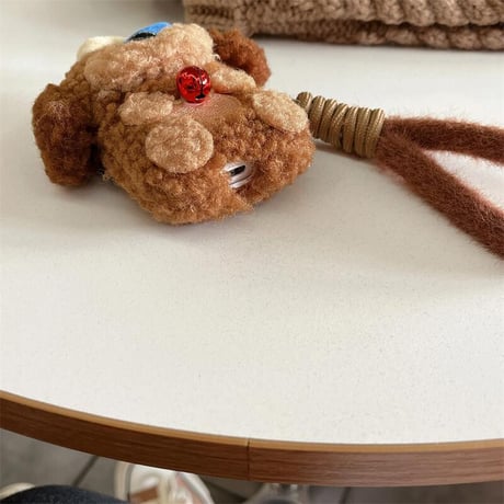 CUTECASE犬ぬいぐるみ Airpods 4ケース モフモフ ストラップ付 Airpods3/2カバー Airpodspro2/pro めっちゃ可愛い ギフトに最適CM5007