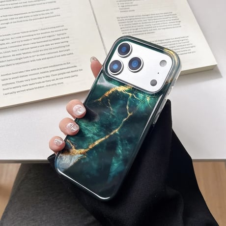 CUTECASE 大理石調 iphone17Pro/17promaxケース グリーン アイフォン17/16promax/15proカバー おしゃれさんにおすすめCM5797