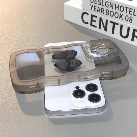 CUTECASE うねうね iPhone16/16Plusケース リボン 透明iPhone15Pro/14/13proカバー 落下防止 かわいいCM4649