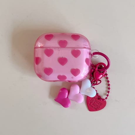 CUTECASE ハート柄 Airpods Pro3ケース バラ色 Airpods 4/3カバー AirpodsPro2/1 ハートキーホルダー 甘めコーデCM6330