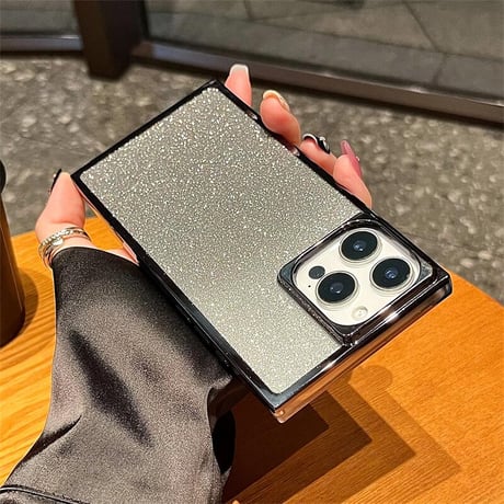 CUTECASE 長方形 iPhone17/16ケース スクエア キラキラ iPhone15promax/14/13proカバー メタルカラー オシャレCM5546