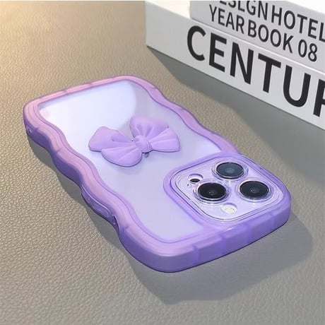 CUTECASE うねうね iPhone16/16Plusケース リボン 透明iPhone15Pro/14/13proカバー 落下防止 かわいいCM4649