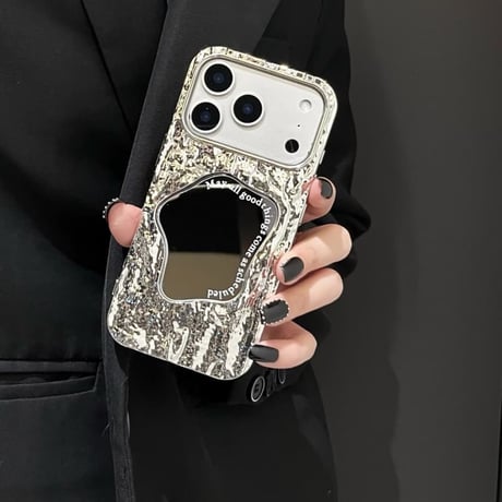 CUTECASEミラーiPhone17Promaxケースしわ模様 iPhone17Pro/16Pro/15カバー 大人可愛い 頑丈CM5865