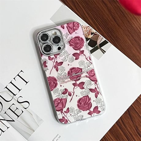 CUTECASE 薔薇柄 お母さんにバラを iPhone15/15proケース キラキラレンズ iPhone14/13pro/12ケース おしゃれ きれいCM4018
