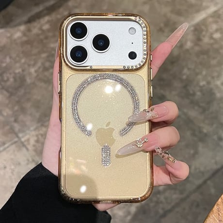 CUTECASEきらめくビジュー iPhone17Pro/17ケース MagSafe対応 iPhone17ProMax/16Pro/15ケース 大人ガーリー 上品 高級感たっぷり CM5862