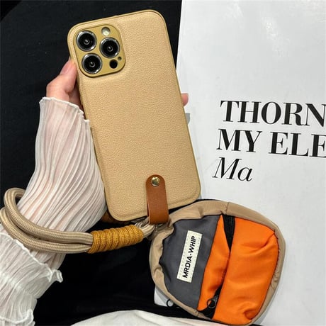 CUTECASE小銭付き iPhone15/15pro/15plusケース ストラップ2点 アイフォン14/13pro/12カバー シンプル コスパ最強 CM4284