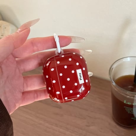 CUTECASE レッド Airpods Pro3ケース 水玉模様 Airpods 4/3カバーケース AirpodsPro2/1 リング付き 女子力高い CM6140