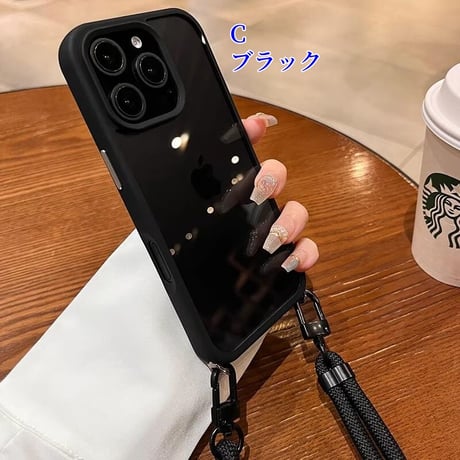 CUTECASEショルダーストラップ付 iPhone16Pro/16ProMaxケース クリア iPhone15/14promax/13proカバー 便利 高級感CM4772