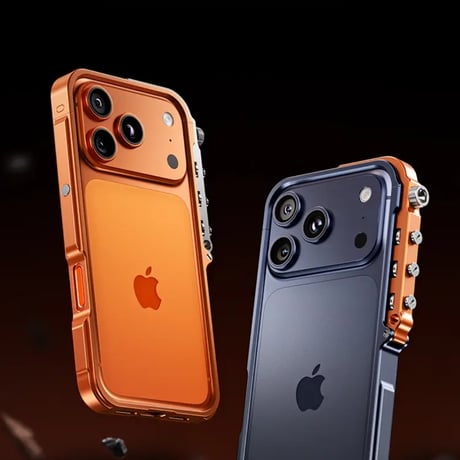 CUTECASE iPhone17Promaxケース 360度完全に包まれた傷防止および落下防止のアルミニウム合金素材サイバーパンクスタイル装甲保護