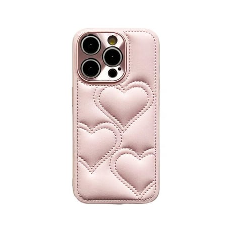 CUTECASEiPhone16/16plusケース ハートキルティング iPhone15pro/14/13Proカバー エレガント カメラ保護CM4668