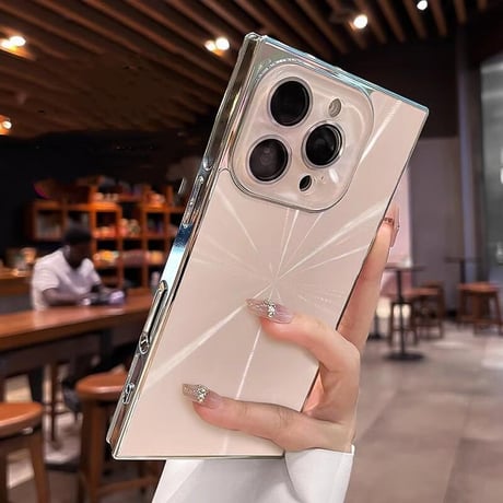 CUTECASEスクエア四角 iPhone16/16promaxケース カメラ保護 iPhone15pro/14/13proカバー キラキラ光る 頑丈 シックCM5489