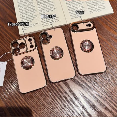 CUTECASE リング付 iPhone17Pro/17ケース スタンド機能 iPhone17Promax/17Airカバー メタルカラー 丈夫 CM5680