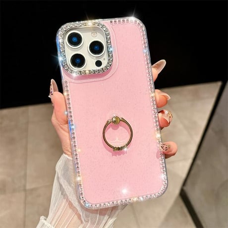 CUTECASEリング付 iPhone16pro/16ケース ダイヤデコ iPhone15promax/14/13カバー キラキラ おしゃれ 可愛い CM5430