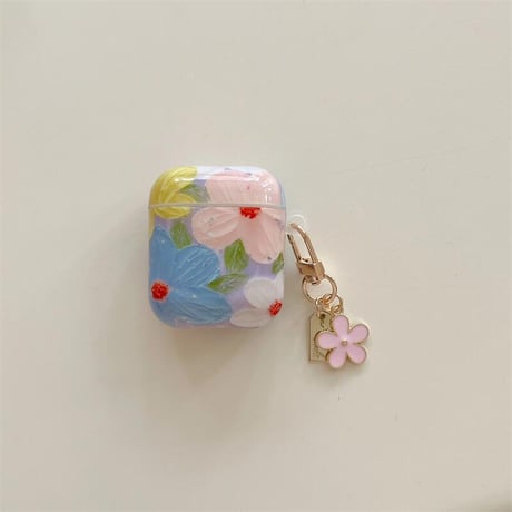 CUTECASEオシャレ Airpods 4ケース 花柄 Airpods3/Pro2ケース airpodsproカバー キーホルダー付 頑丈CM5106