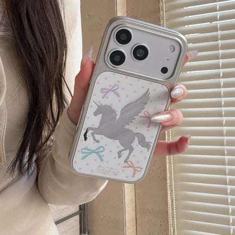CUTECASE 馬ミラー iPhone17pro/17ケース リボン柄 iPhone16pro/15/14ケース メッキ 丈夫 オシャレCM6009
