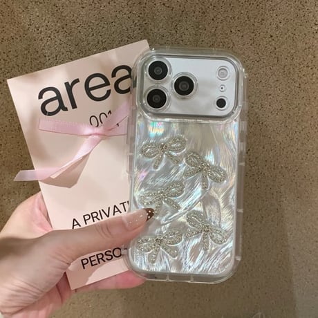 CUTECASE ジュエリーリボンiPhone17Promaxケースツヤ感 iPhone17pro/16/15proカバー 女子力高い かわいいCM5812