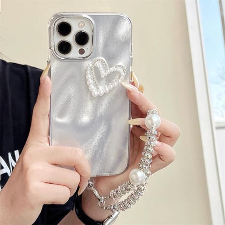 CUTECASE キラキラ iPhone15/16proケース パープストラップ付 アイフォン14プロ/13/12カバー 綺麗 女子力アップ CM4567