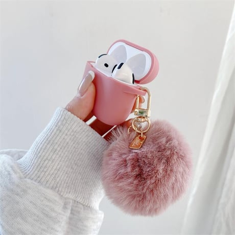 CUTECASE毛玉付 Airpods 4ケース ピンク 高品質シリコン Airpodspro2/proカバー Airpods3/2 充電口カバー付 可愛いCM4958