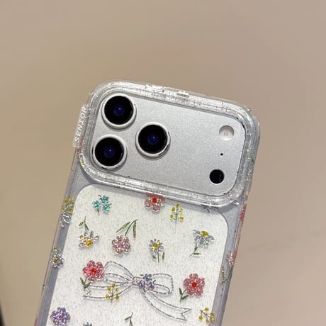 CUTECASE キラキラリボン iPhone17pro/17ケース 甘めコーデ ハート型ダイヤ iPhone16promax/15proケース 女子力高いCM6145