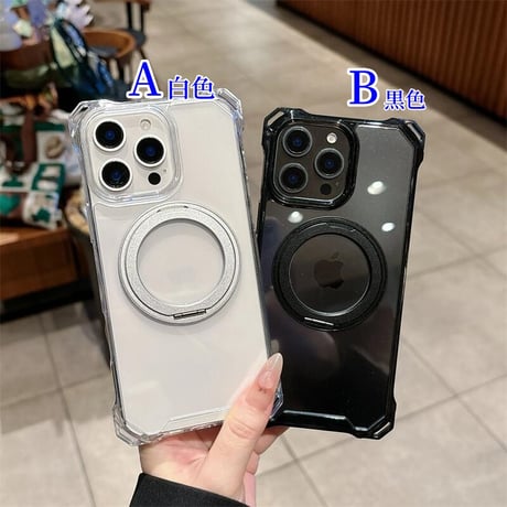 CUTECASEロングストラップ付 iPhone16pro/16eケース リングスタンド付 iPhone15promax/14カバー 四角耐衝撃加工 CM5357