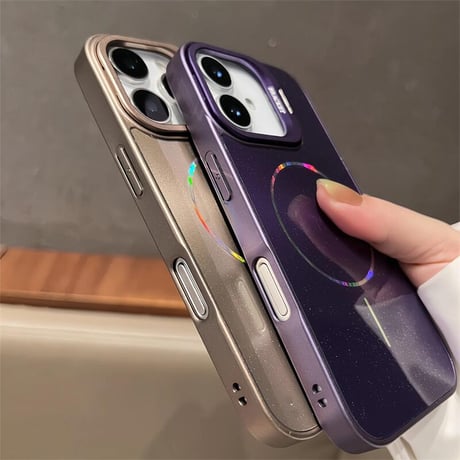 CUTECASEスタンド付 Magsafe充電 iPhone16/16proケース キラキラ光る iPhone15promax/14/13カバー 高級感多機能便利CM5480