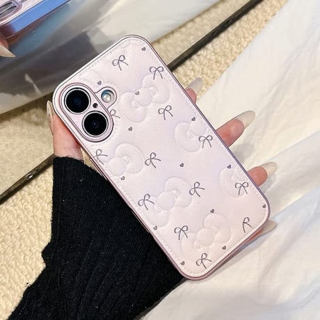 CUTECASE リボン柄 iPhone17/17Proケース 淡色系 iPhone17promax/16Pro/15ケース レンズフイルム付き 大人可愛い CM5894