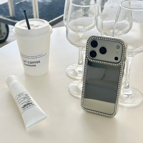 CUTECASE ジュエリーラインミラー iPhone17Pro/17ケース お洒落 iPhone17Promax/16Pro/15カバー メッキ 頑丈 メイク直し鏡 CM5938