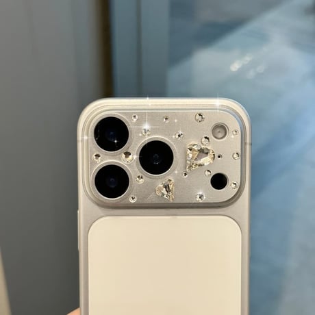 CUTECASE ハートダイヤレンズカバー iPhone17ProMax/17Pro カメラレンズフィルム 金属製 おしゃれ 頑丈 キラキラ 耐久性耐衝撃 CM6502