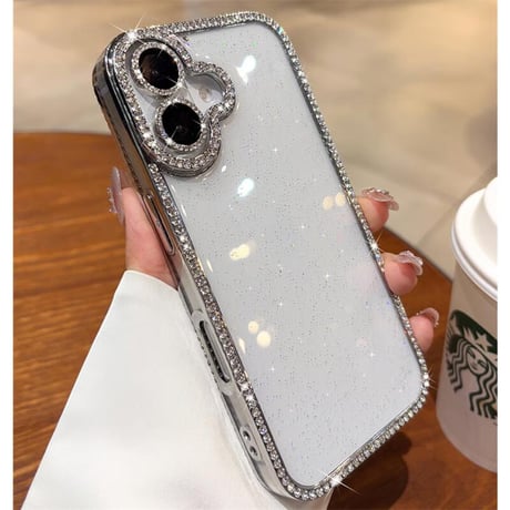 CUTECASEジュエリーライン iPhone16pro/16ケース キラキララメ iphone15pro/14/13promaxカバー レンズフィルム 綺麗CM5512