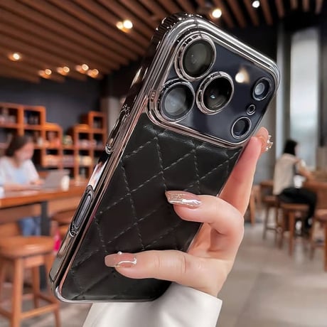 CUTECASE上品iPhone17Promaxケースレザー レンズ保護フィルム付 iPhone17Pro/16Pro/15カバー オトナ可愛い キルティングデザイン CM5849