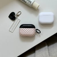 CUTECASE 韓国っぽ Airpods Pro3ケース 水玉模様 Airpods4/3カバー pro2/pro1 リング/ハートキーホルダー 大人可愛いCM6115