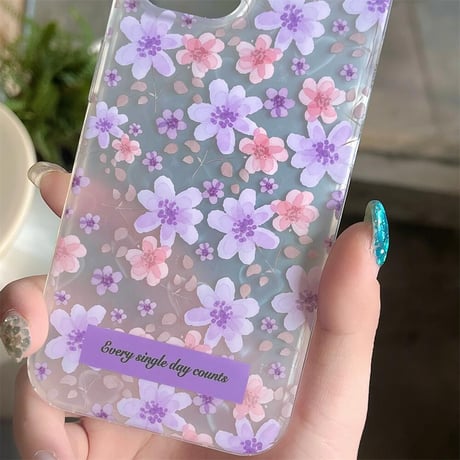 CUTECASE 花柄 iPhone15pro/15ケース パープルカラー iPhone14promax/13pro/12ケース かわいい 女子力アップCM4444