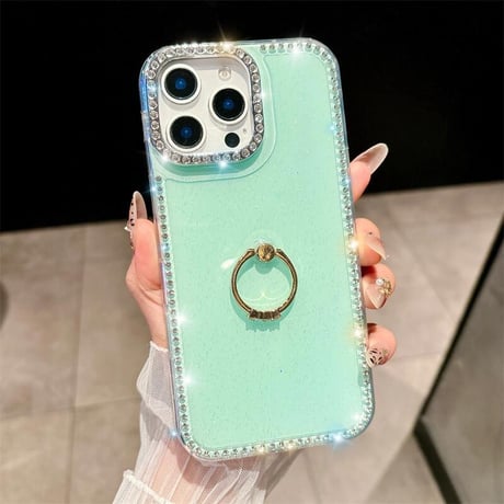 CUTECASEリング付 iPhone16pro/16ケース ダイヤデコ iPhone15promax/14/13カバー キラキラ おしゃれ 可愛い CM5430