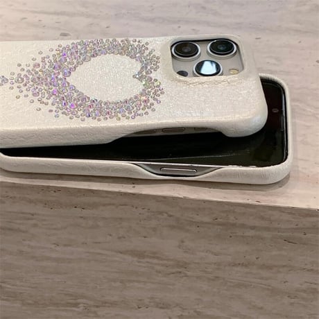 CUTECASEダイヤデコレザー iPhone16Pro/16ケース 光によって変色 iPhone15Promax/14/13カバー 高級感たっぷり エレガントCM4859